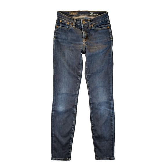 J. Crew Toothpick Ankle Jeans 25 Women's Skinny Low-Rise Stretch Denim Blue - Picture 1 of 11
